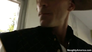 Esperanza Gomez posing and giving a sloppy blowjob outdoor