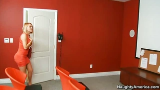 Gorgeous babe Krissy Lynn asks him for an autograph right on her breast