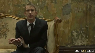 Black slut Jasmine Webb helping him by sucking his hard cock