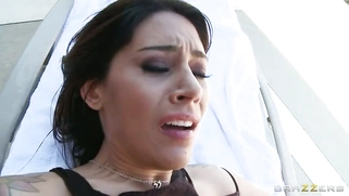 Anal slut Raylene takes massive dick in her ass hole and receives creamy facial