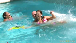 Mischa Brooks and Mae Meyers showing him their nice tits