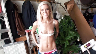 Halle Von shows her tight smooth pussy to the camera