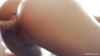 Petite teen chick Sabrina Banks gets her pussy plowed doggystyle