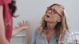 Blonde Nina Hartley is sucking Xander's cock