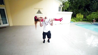 Kitty Carrera and Jmac have fun by the pool