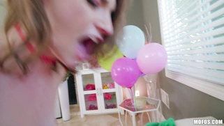 Stevie Grey enjoys riding the stiff dick cowgirl style