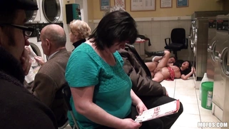 Ava Dalush gets fucked on the floor in the laundromat