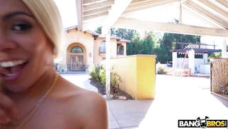 Luna Star demonstrates her nice big butt outdoors