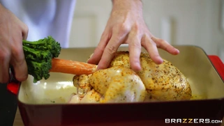 Aida Sweet gets her shaved pussy screwed on the kitchen counter