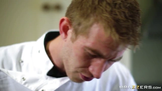 Aida Sweet gets her shaved pussy screwed on the kitchen counter