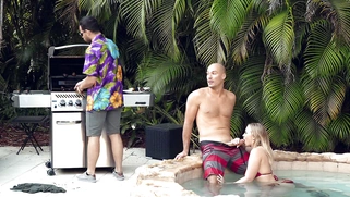 Bailey Brooke is sucking cock behind her BF's back