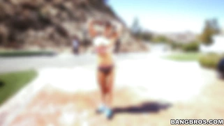 Monster curved MILF Lisa Ann working out outdoor