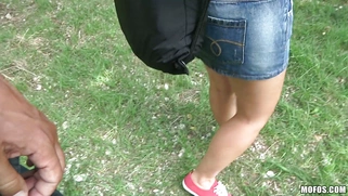 Valentina Nappi gets some cash and shows off her boobs in public