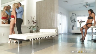 Lezley Zen watches on as Jessa Rhodes enjoys foreplay with Keiran