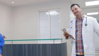 Busty nurse Julie Cash came to her patient Keiran Lee