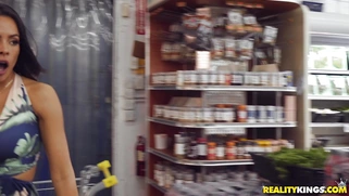 Luna Star is fucking her pussy with the cucumber