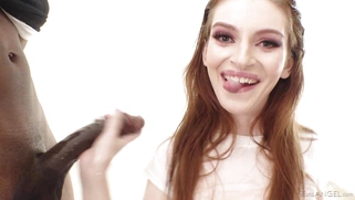 Maya Kendrick is sucking two huge black dicks