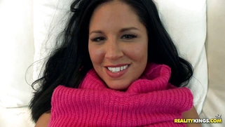 Missy Maze slides her hand into her stockings and starts masturbating