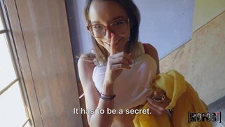 Francys Belle in glasses is sucking cock in POV