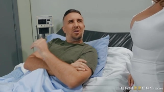 Nurse Savannah Bond gives blowjob to Keiran Lee in the hospital