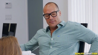 Lena Paul is sucking the big cock under the table