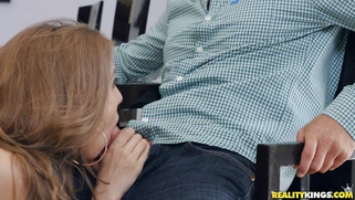 Lena Paul is sucking the big cock under the table