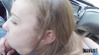 French teen Angel Emily is sucking cock in the car