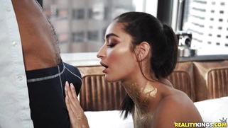 Emily Willis is sucking the huge white dick