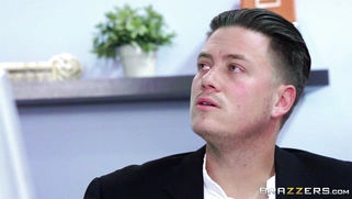 Gigi Allens sucking her boss's hard cock underneath his desk