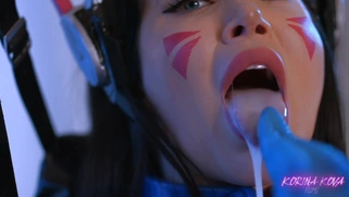 Natural busty Korina Kova has fun with the dildo