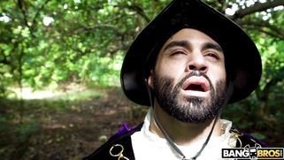 Kiarra Kai on her knees is sucking cock outdoors