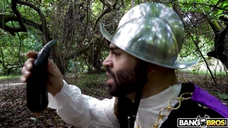 Kiarra Kai on her knees is sucking cock outdoors