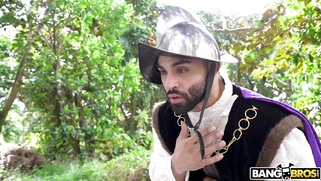 Kiarra Kai on her knees is sucking cock outdoors