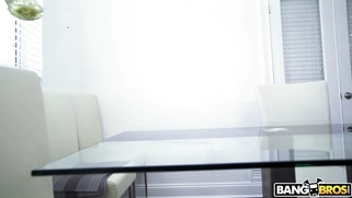 Gia Vendetti is cleaning the house and the guy starts jerking on her