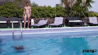 Silvia Dellai gets jizzload in her mouth by the pool