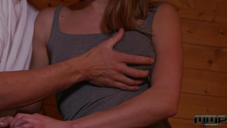 Victoria Daniels is sucking cock in the sauna