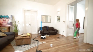 Maid Casey Szilvia is sucking her client's cock