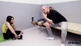 Valentina Bianco and Chiki Dulce are sucking cock in the prison