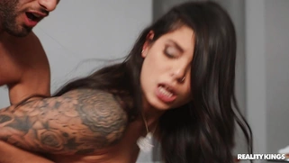 Gina Valentina gets banged doggystyle on the bar stool