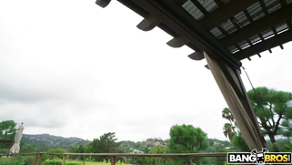 Riley Reid is playing with her pussy outdoors