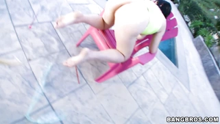 Christine Rhydes gets her ass shoot down with a toy bow