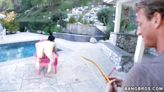 Christine Rhydes gets her ass shoot down with a toy bow