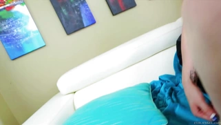 Inked blonde Indigo Augustine gets her tender butthole reamed