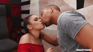 Athena Faris is sucking Ricky Johnson's huge black cock