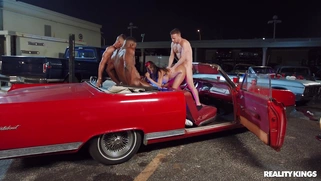 Luna Star gets fucked by three guys in the car