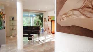 Blonde Kenzie Reeves is sucking cock and licking balls