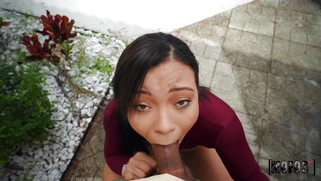 Adrian Maya is sucking cock in POV outdoors