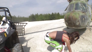 Franceska Jaimes deepthroats one dick while the other guy worshipping her ass