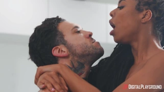 Kira Noir rides and sucks Small Hands' hard cock