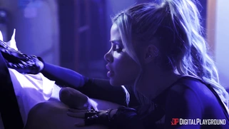 Blonde Jessa Rhodes is sucking cock and licking balls